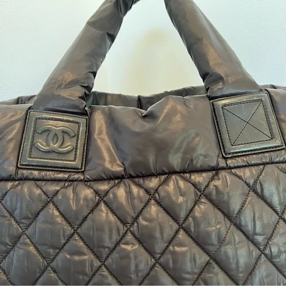 Chanel cocoon large black quilted nylon tote leather details 100% authentic - Picture 11 of 17